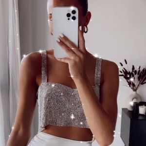 H&M Silver Sparkle Crop Top